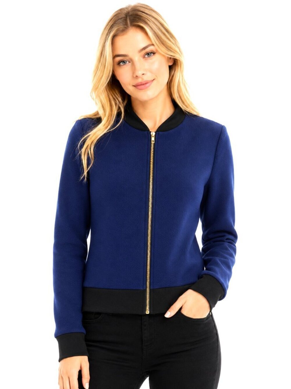 Hybrid & Co. Navy Blue & Black Bomber Jacket